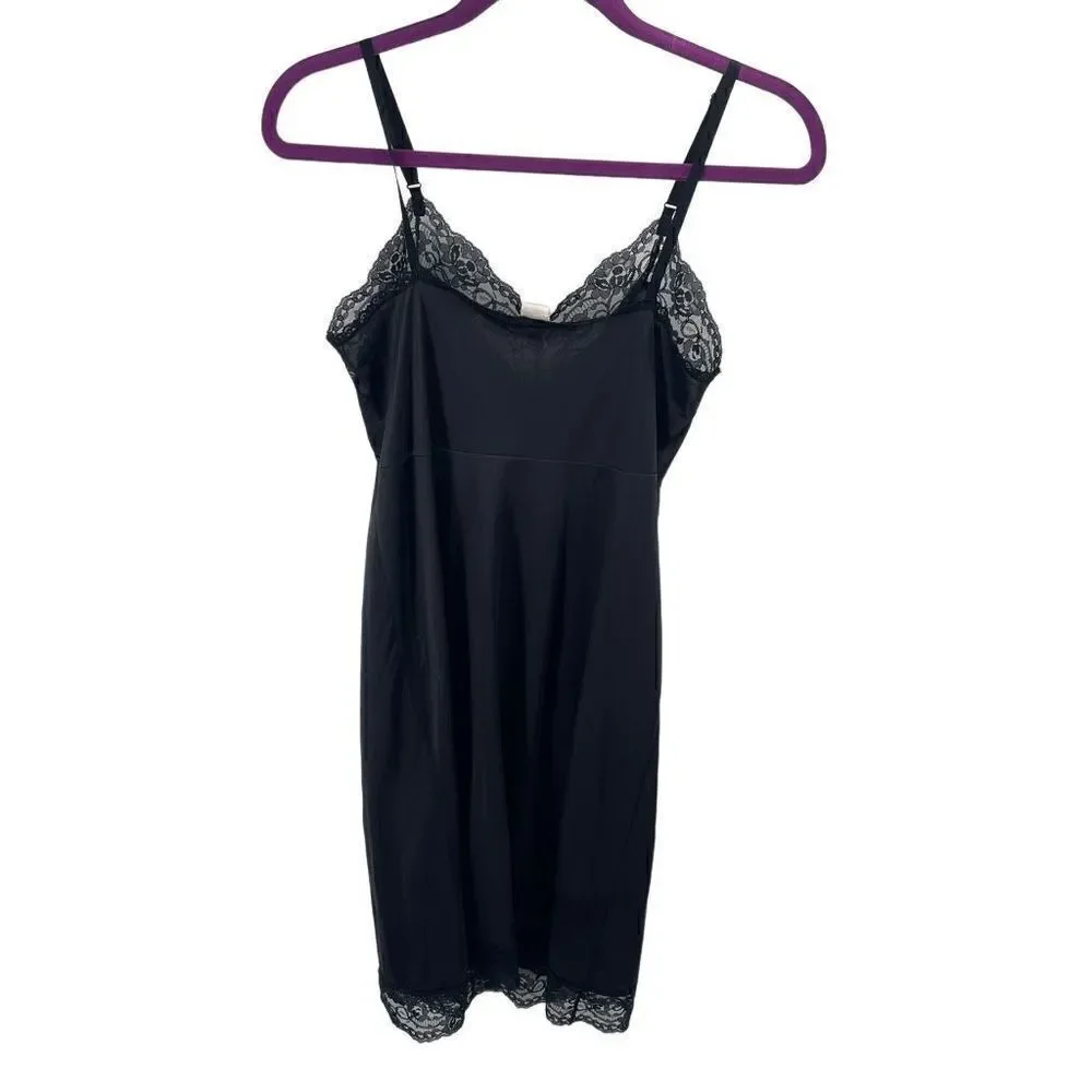Sliperfection vintage Cami Slip Dress Lace Trim Lingerie Sleeveless Black Size 3